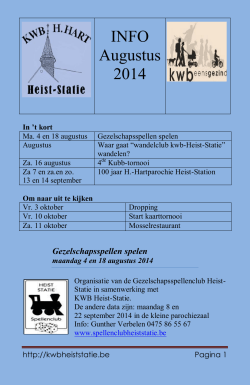 INFO Augustus 2014 - KWB Heist