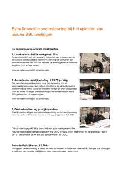 Extra financiële ondersteuning bij het opleiden van nieuwe BBL
