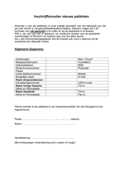 Inschrijfformulier - Huisartsenpraktijk Van den Boogaart