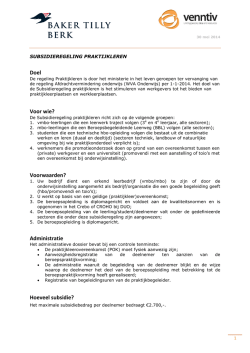 Doel Voor wie? Voorwaarden? Administratie