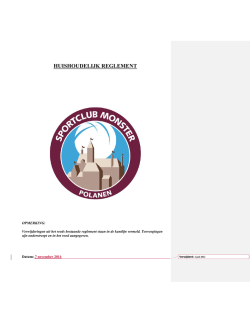 Huishoudelijk Reglement Sportclub Monster aanpassing 2014