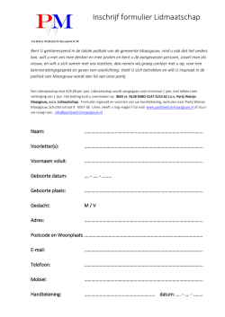 Lidmaatschap PWM inschrijfformulier