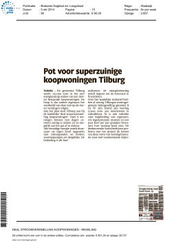 Brabants Dagblad: Pot voor super zuinige koopwoningen Tilburg