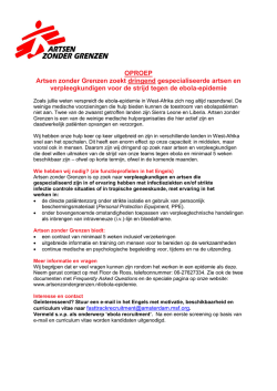 dringend gespecialiseerde artsen en verpleegkundigen nodig