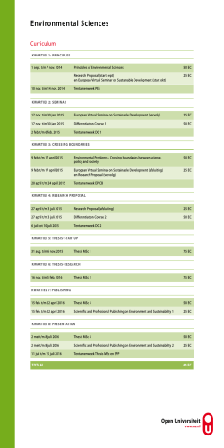 Environmental Sciences - Open Universiteit Nederland