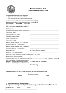 Inschrijfformulier PKN Protestantse Gemeente Utrecht