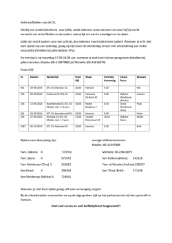 Hallo korfballers van de D1, Hierbij een wedstrijdschema voor