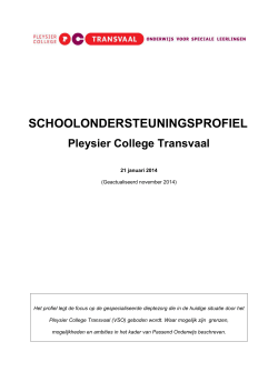 Schoolondersteuningsprofiel Pleysier College Transvaa