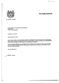 Ingekomen stuk raad 27 mei 2014 C03 zienswijze op
