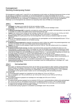 Huisreglement SKH - Stichting Kinderopvang Huizen