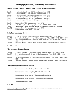 Voorlopig tijdschema / Prelimenary timeschedule