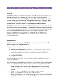 Informatie betreffende het beleid belangenconflicten van ons kantoor