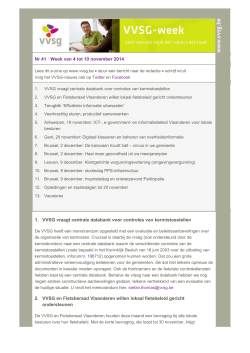 Nr 41 · Week van 4 tot 10 november 2014 1. VVSG vraagt centrale