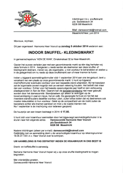 Inlichtingen t.b.v. snuffelmarkt: pla Savelsbosch 34 6228 85