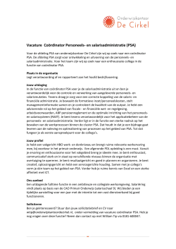Vacature Coördinator Personeels- en salarisadministratie (PSA)