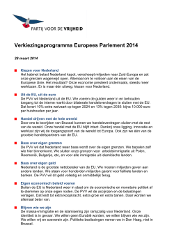 Verkiezingsprogramma Europees Parlement 2014