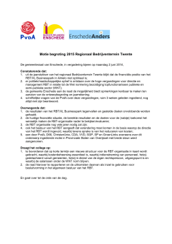 motie begroting 2015 RBT - Enschede pvda enschede