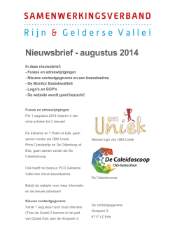 Nieuwsbrief - augustus 2014 - SWV Rijn en Gelderse Vallei