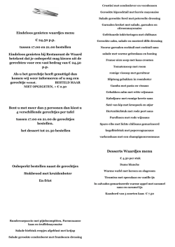 Waardjes menu bekijken - Restaurant De Waard in Helmond