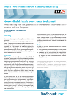 Infoblad Ontwikkeling interventie gezondheidstoestand dakloze