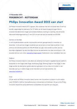 PERSBERICHT – ROTTERDAM - Philips Innovation Award
