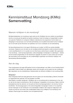 Samenvatting advies KiMo - Kennisinstituut Mondzorg