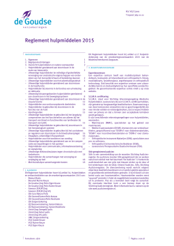 Reglement Hulpmiddelen zorg 2015