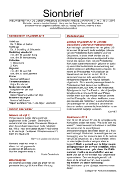 Sionbrief 2014 - Welkom op de website van de Sionkerk Ameide