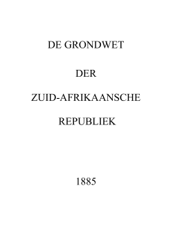 de grondwet der zuid-afrikaansche republiek 1885