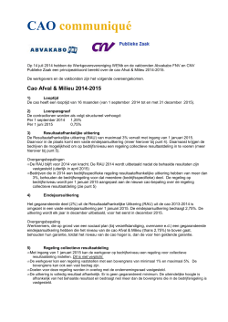 Onderhandelaarsakkoord CAO Afval en Milieu 2014-2015