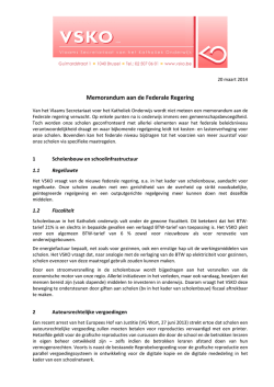 Memorandum aan de Federale Regering - vvkso