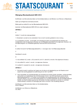 "Wijziging mandaatbesluit 2012 van 29 juli 2014" PDF document