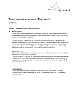 a. Subsidieaanvragen Kasteel Doornenburg voorstel