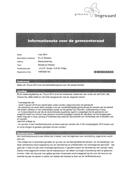 Informatienota motie 19-06-2014 hardheidsclausule sociaal domein