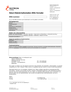 Return Material Authorization (RMA) Formulier