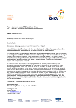 Jij bent geselecteerd voor RTC Noord West