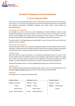 Exclusief Turnkamp in de kerstvakantie 2, 3 en 4 januari 2015