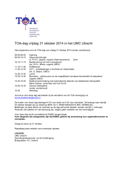 TOA-dag vrijdag 31 oktober 2014 in het UMC Utrecht