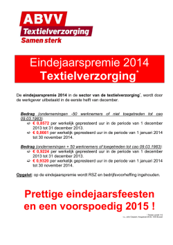 Eindejaarspremie 2014 Textielverzorging