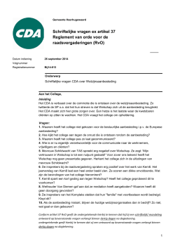 Vraag 2014-09-26 CDA over Welzijnsaanbesteding