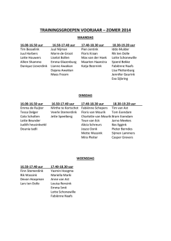 Indeling trainingsgroepen voorjaar/zomer