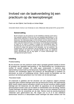 Invloed van de taakverdeling bij een practicum op de leeropbrengst