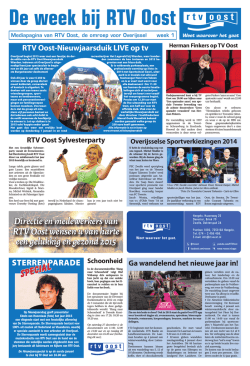 Directie en medewerkers van RTV Oost wensen u van harte een