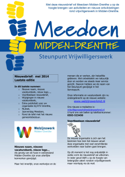 Nieuwsbrief: mei 2014 Laatste editie www.welzijnswerkmd.nl