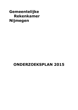 Onderzoeksplan 2015 - Gemeente Nijmegen