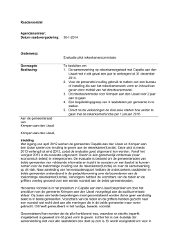 Raadsvoorstel evaluatie pilot rkc (n.a.v. commissiebehandeling 9