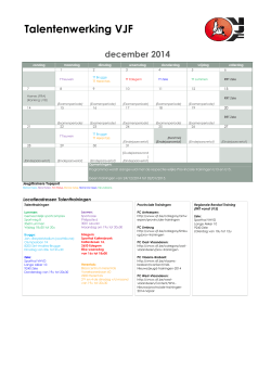 Kalender trainingen Talentenwerking december 2014