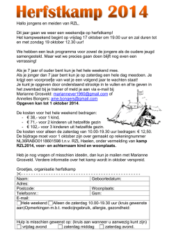 Het kampweekend begint op vrijdag 17 oktober