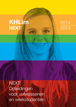 NEXT 2014 2015 NEXT: Opleidingen voor volwassenen en