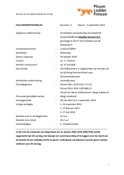 FAILLISSEMENTSVERSLAG Nummer: 4 Datum: 2 september 2014